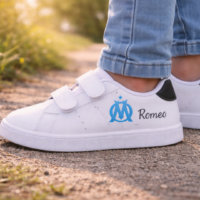 Baskets enfant personnalisées avec prénom – Modèle blanc / noir