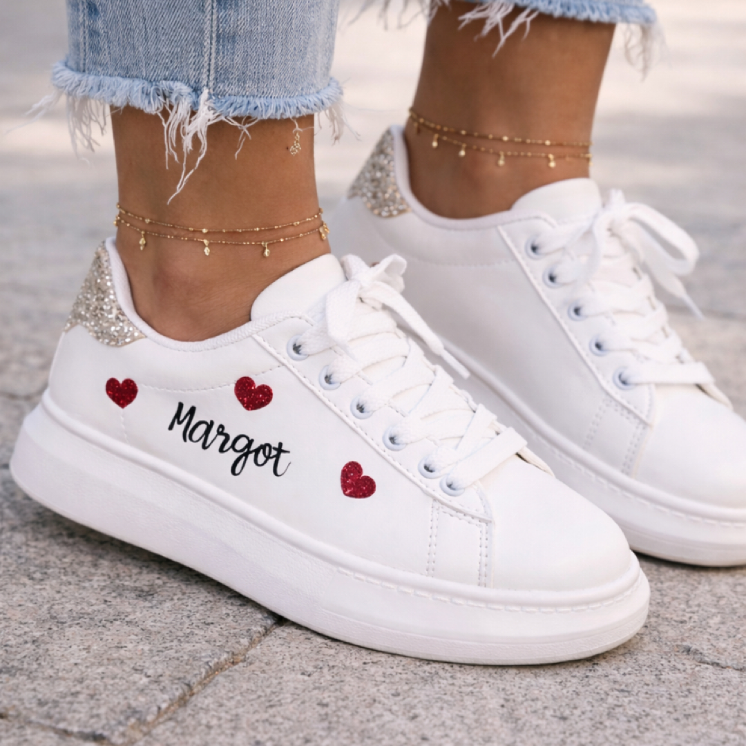 Baskets Or / Blanc a cœur ❤️