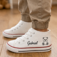 Baskets montantes enfant personnalisées avec prénom – Similicuir blanc