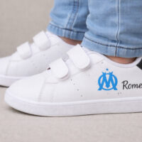 Baskets enfant personnalisées avec prénom – Modèle blanc / noir